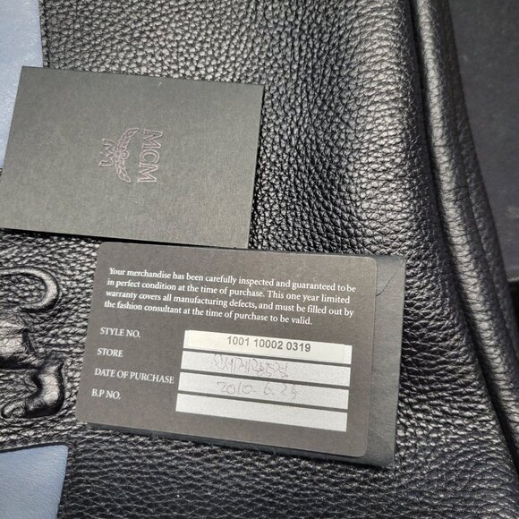 MCM Black Leather Briefcase w/COA (Strap Not Included) - Picture 9 of 13